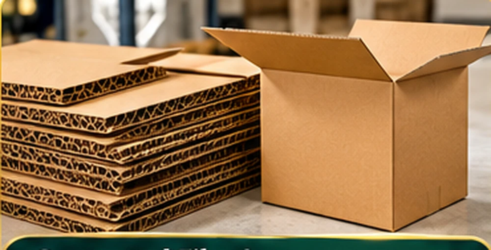 Stack of corrugated cardboard sheets showing fluted texture